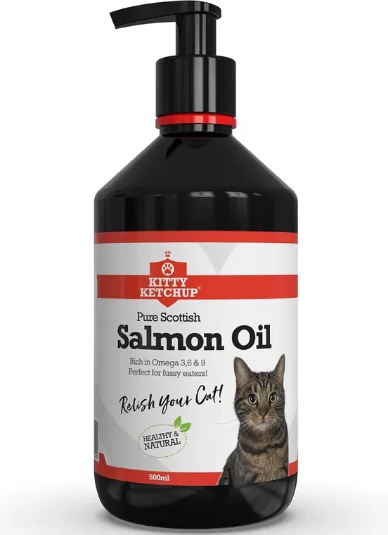 Kitty Ketchup Scottish salmon oil pump bottle
